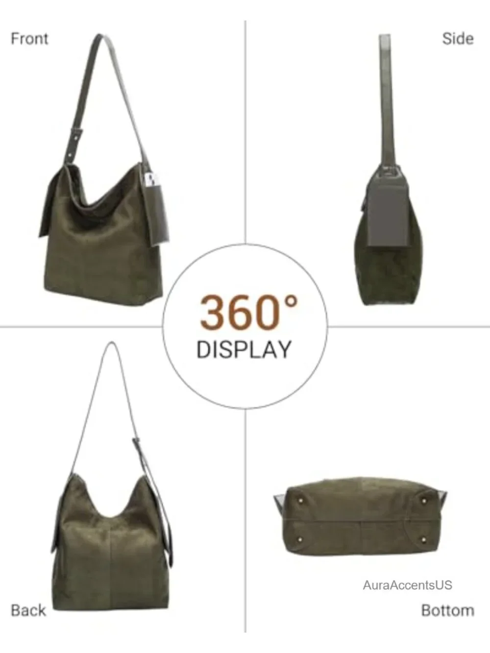 Hobo Shoulder Bag Women Faux Suede Leather Handbag Crossbody Tote